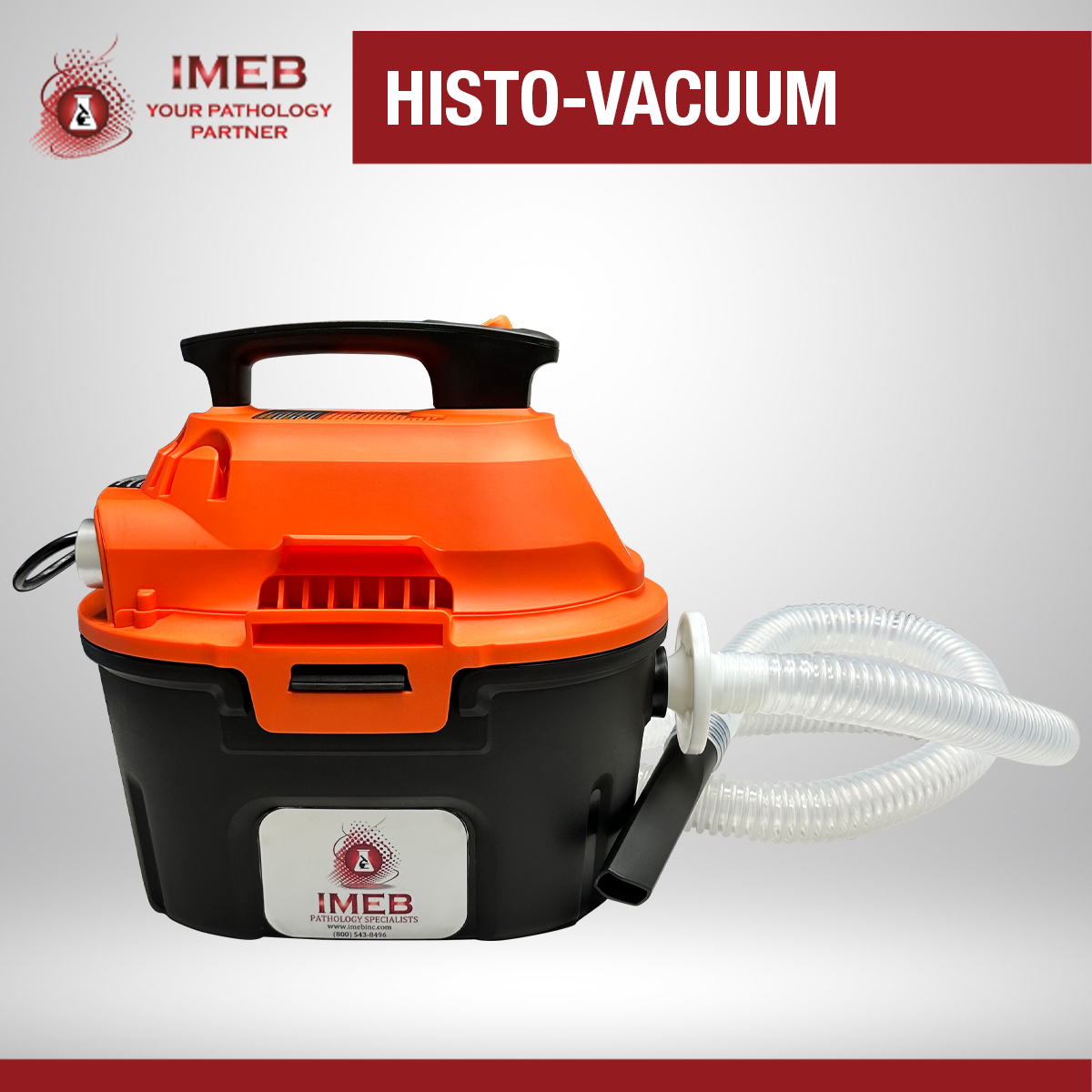 Histo-Vacuum with a header on a gray background side angle