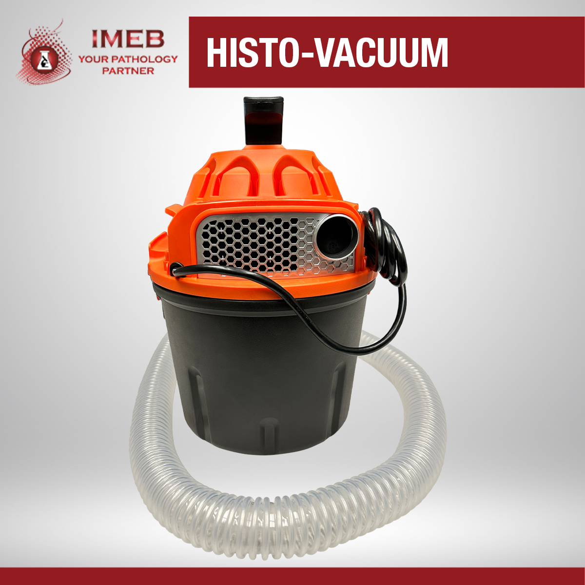 Histo-Vacuum with a header on a gray background back angle