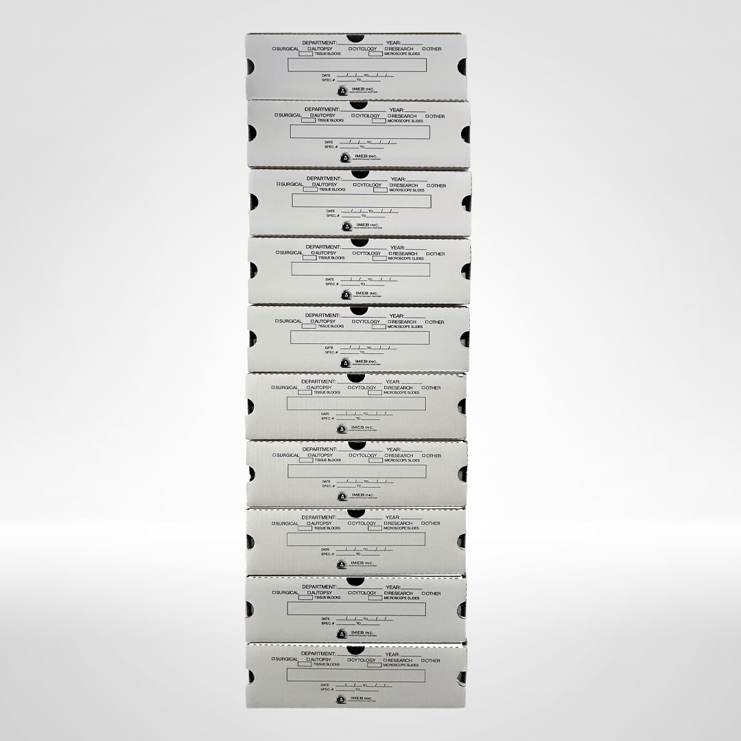 8 storage units for labs cassettes and slides stacked high