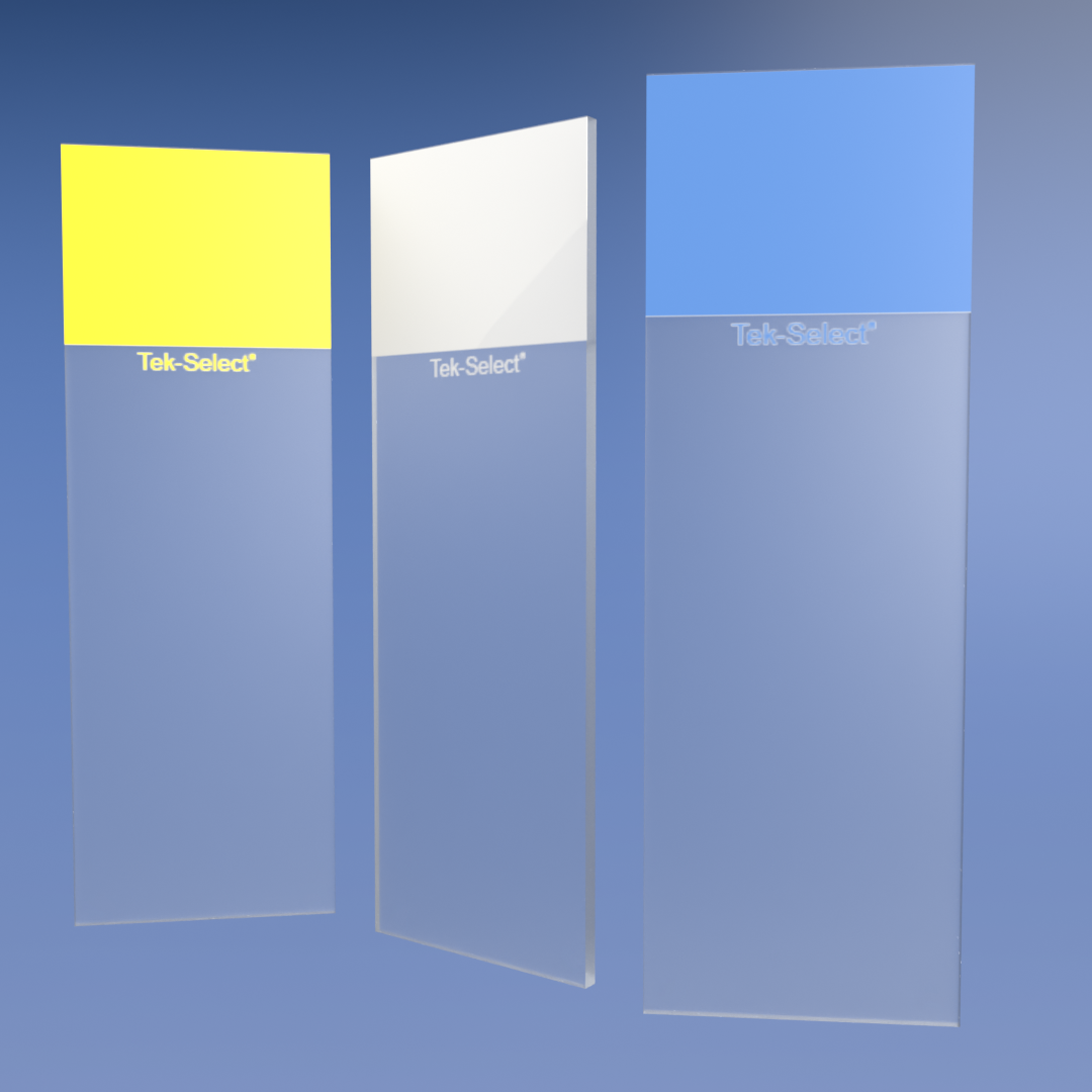 Frosted Slides 90 Degree Ground Edge 7200 Series shows yellow, white, and blue coded