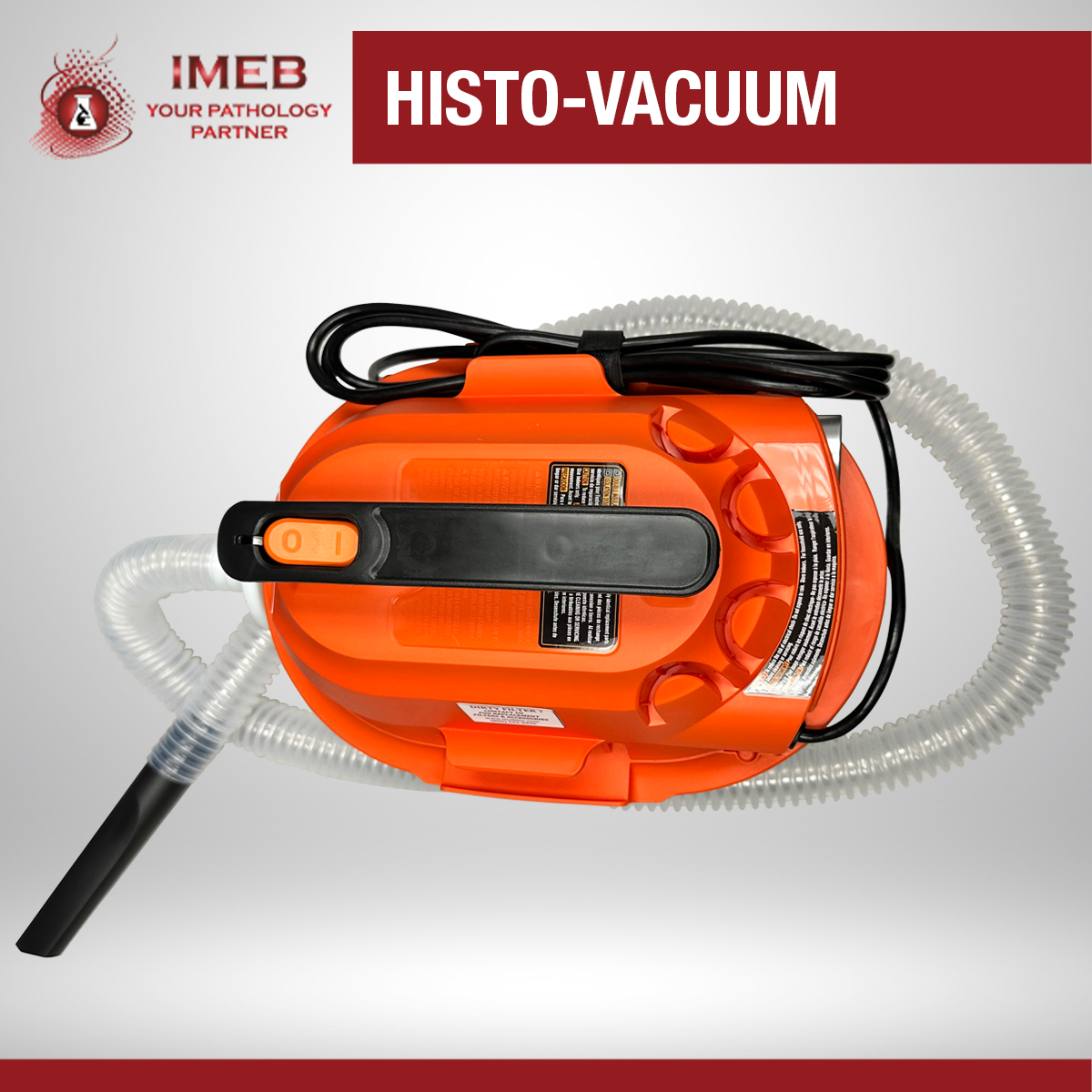 Histo-Vacuum with a header on a gray background top of the unit