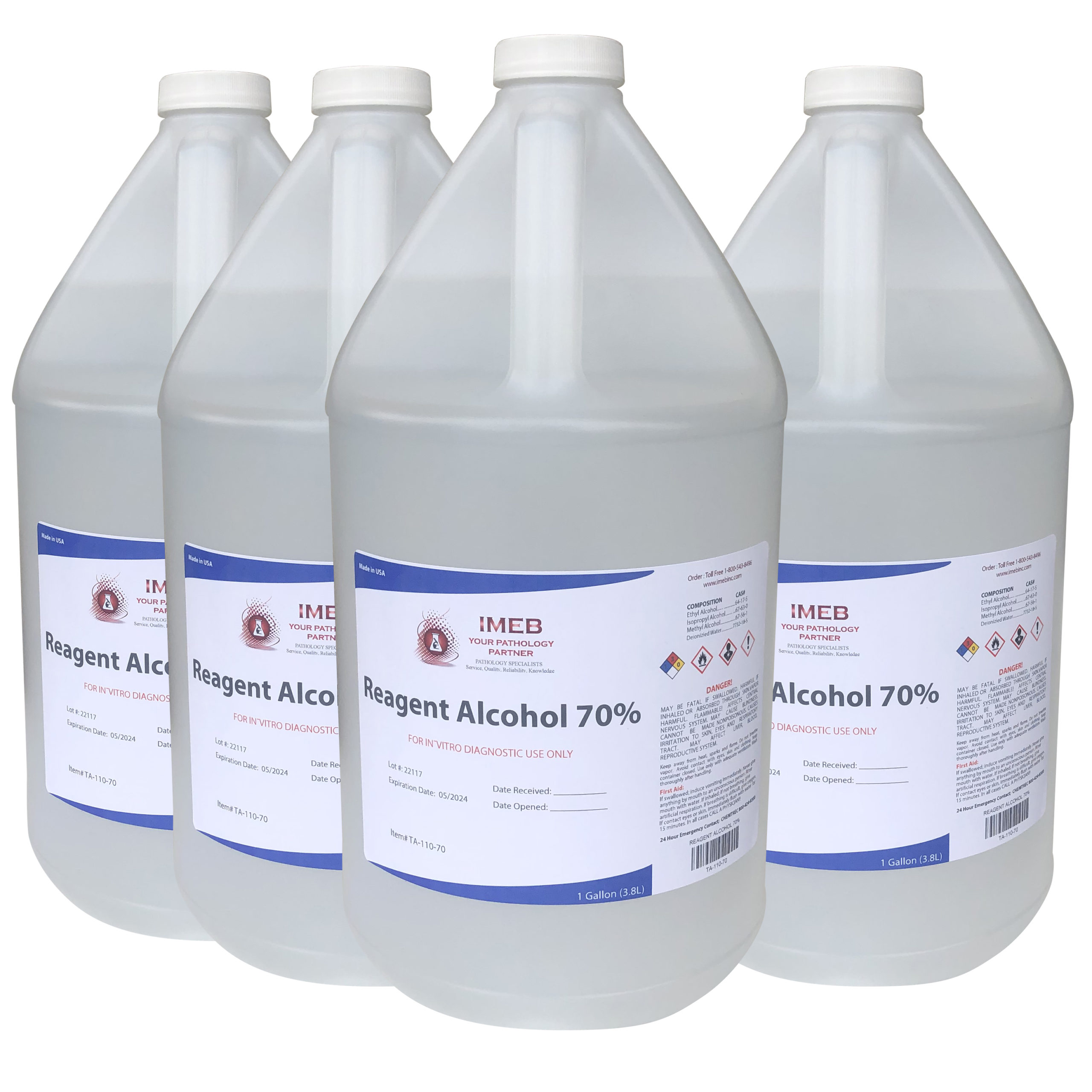 4-Pack of 1 gallon of Tek-Select Reagent Alcohol – 70%