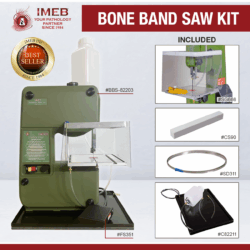 Bone band saw kit with a cleaning stone, shield, diamond blade, and cooler